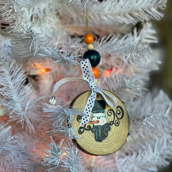 Snowman Wooden Christmas Ornament - Picture 4 of 5